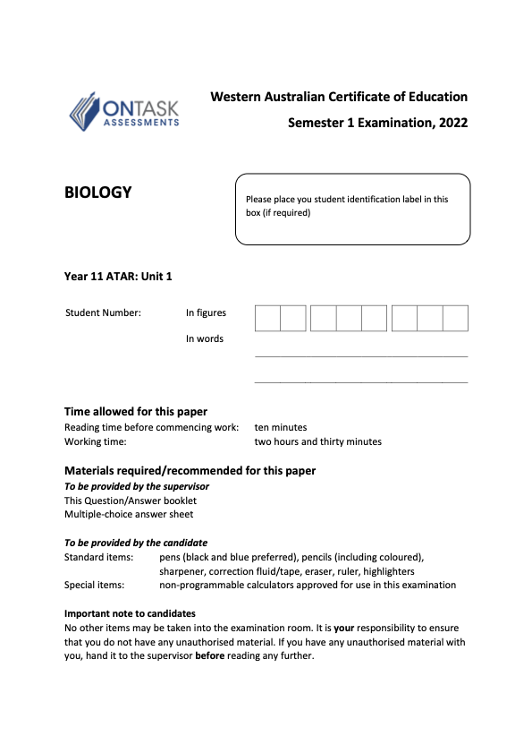 2022 AEBLY - Sem 1 Exam - Cover