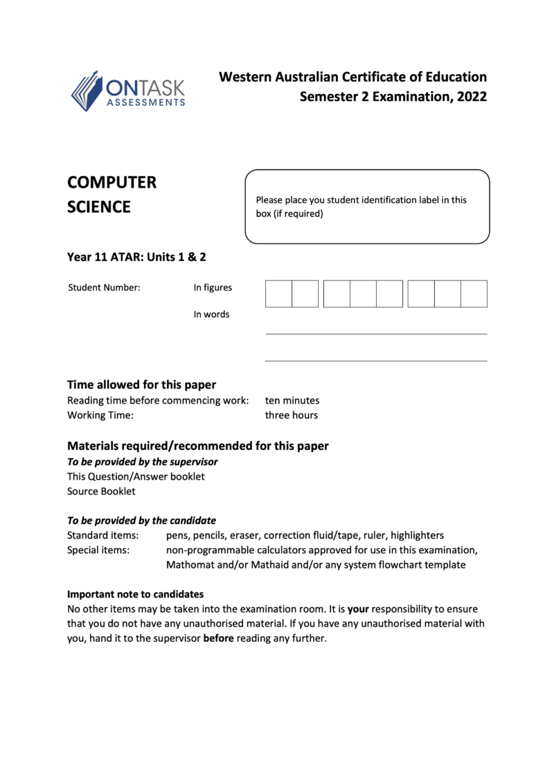 Microsoft Word - 2022 AECSC - Sem 2 Exam - FINAL v1