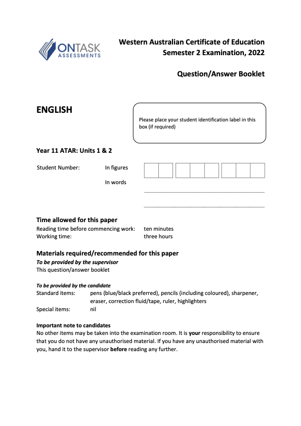 Microsoft Word - 2022 AEENG - Sem 2 Exam Full Booklet - FINAL v1