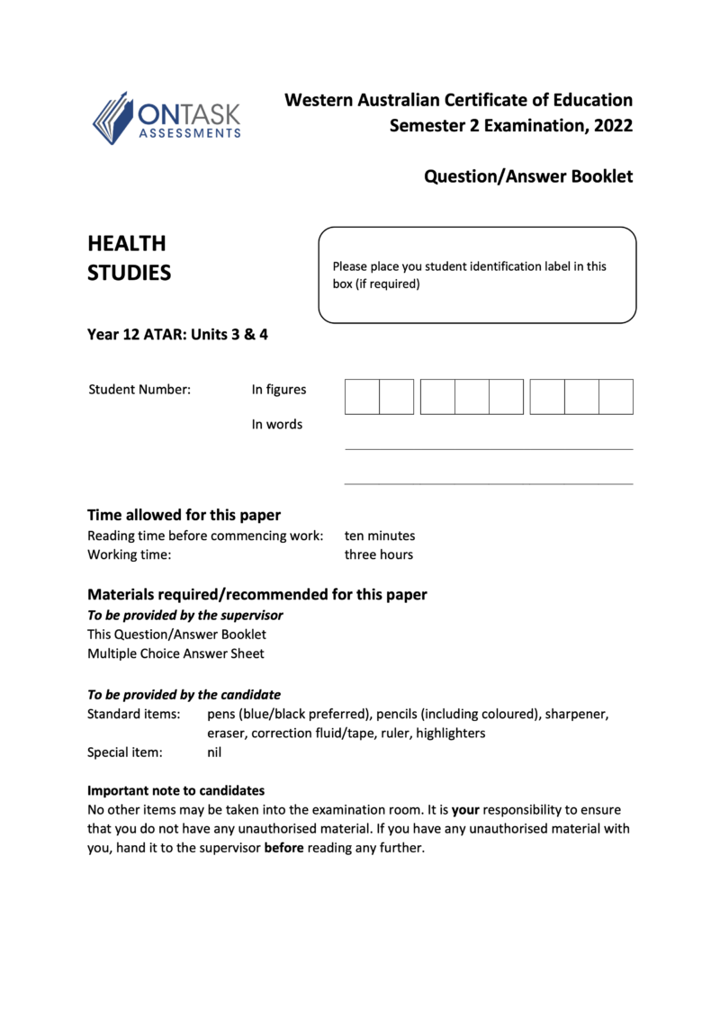 Microsoft Word - 2022 ATHEA - Sem 2 Exam - FINAL v1