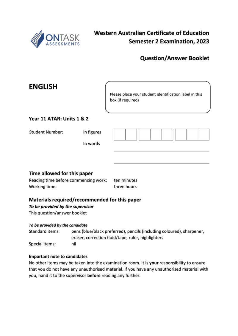 Microsoft Word - 2023 AEENG - Sem 2 Exam