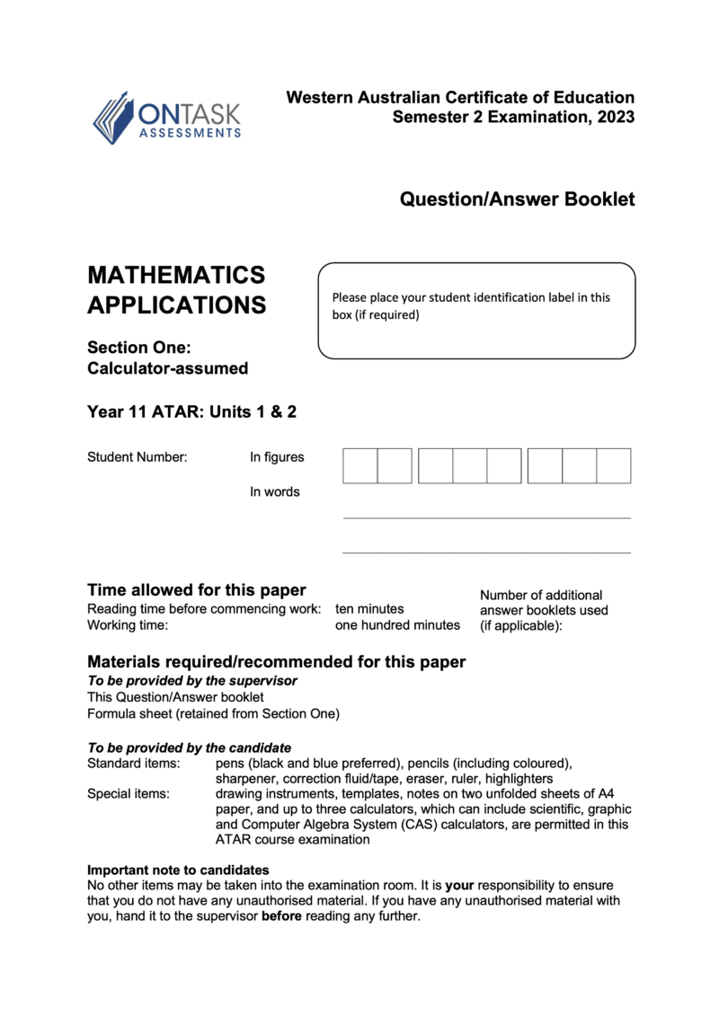 Microsoft Word - 2023 AEMAA - Sem 2 Exam Calc - FINAL v1