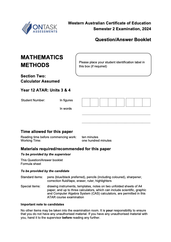 Microsoft Word - 2024 ATMAM - Sem 2 Exam (Calculator Assumed) - FINAL v1.docx